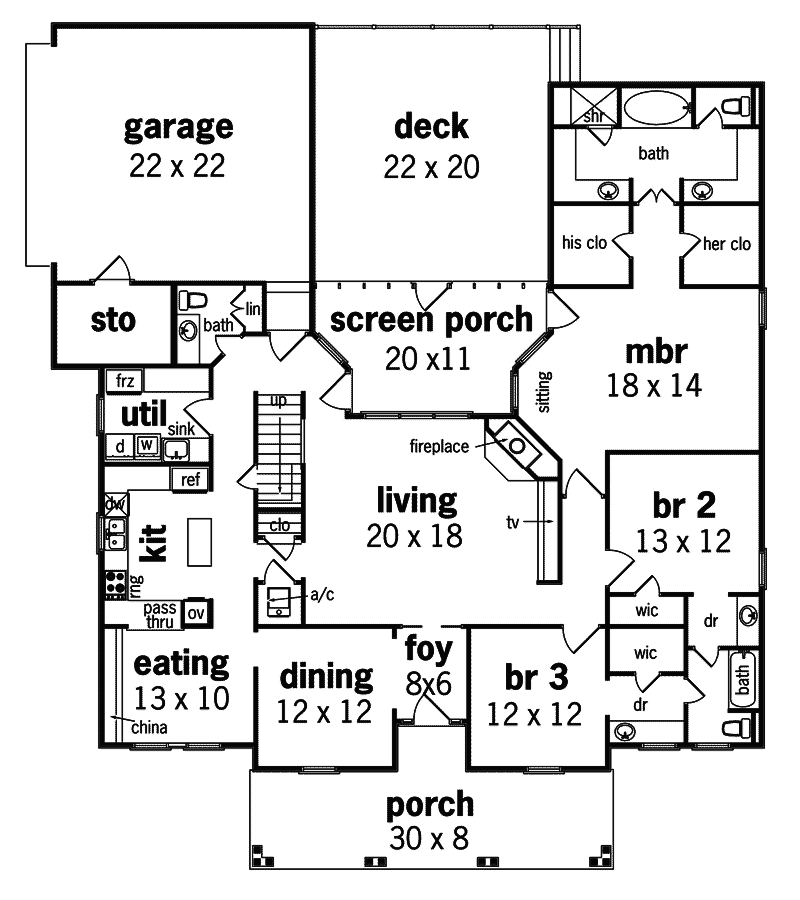 Country Home Plan First Floor 020D-0293