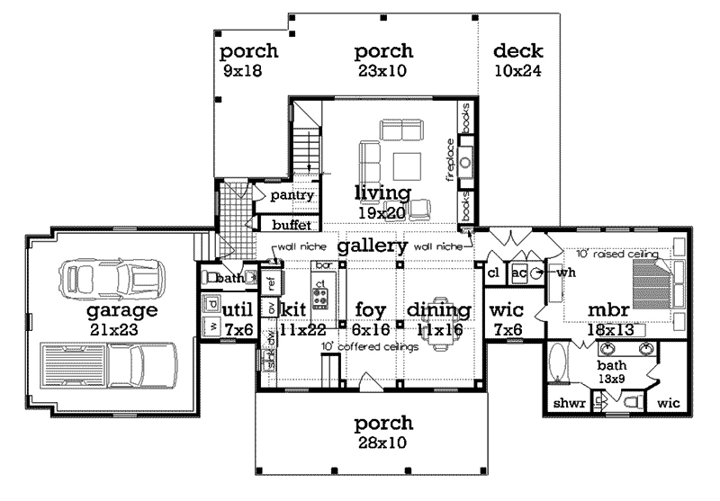 Victorian House Plan First Floor - Layton Country Craftsman Home 020D-0344 - Shop House Plans and More