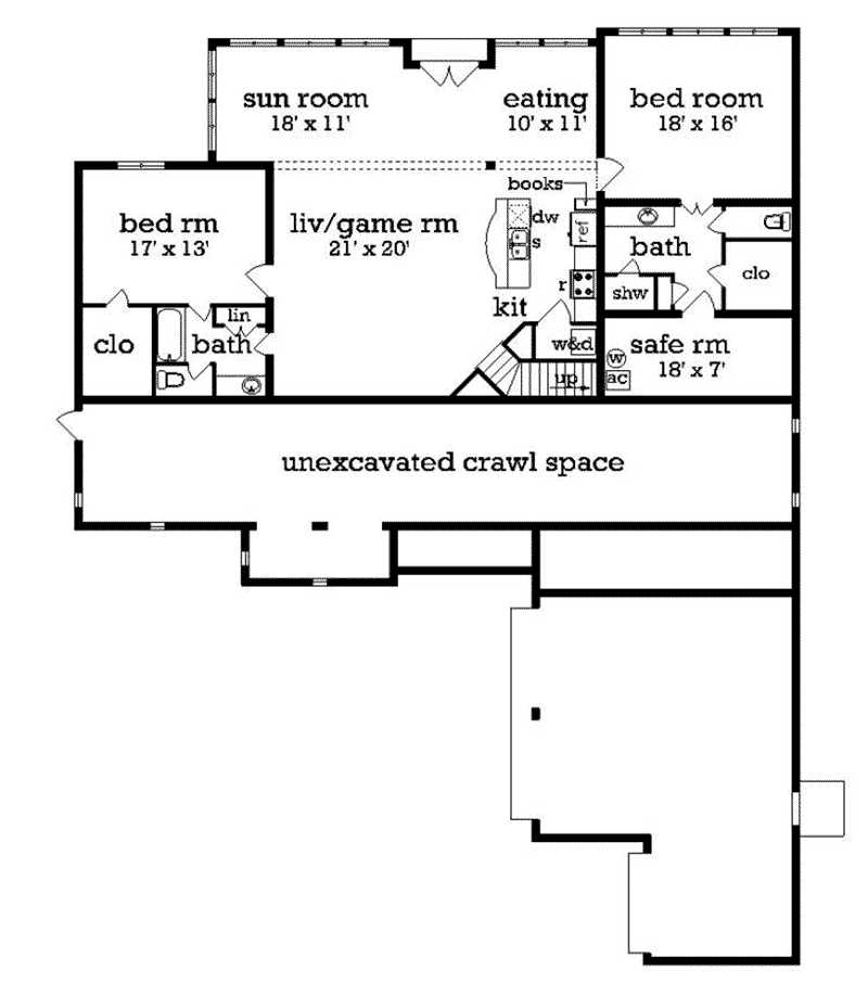 Vacation Home Plan Lower Level - Optional 020D-0374