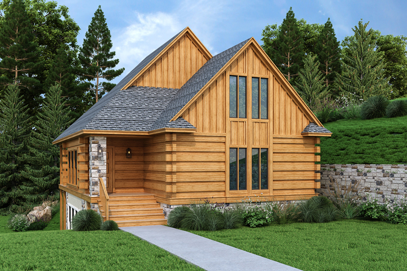 Log Cabin House Plan Front of Home - 020D-0403 - Shop House Plans and More