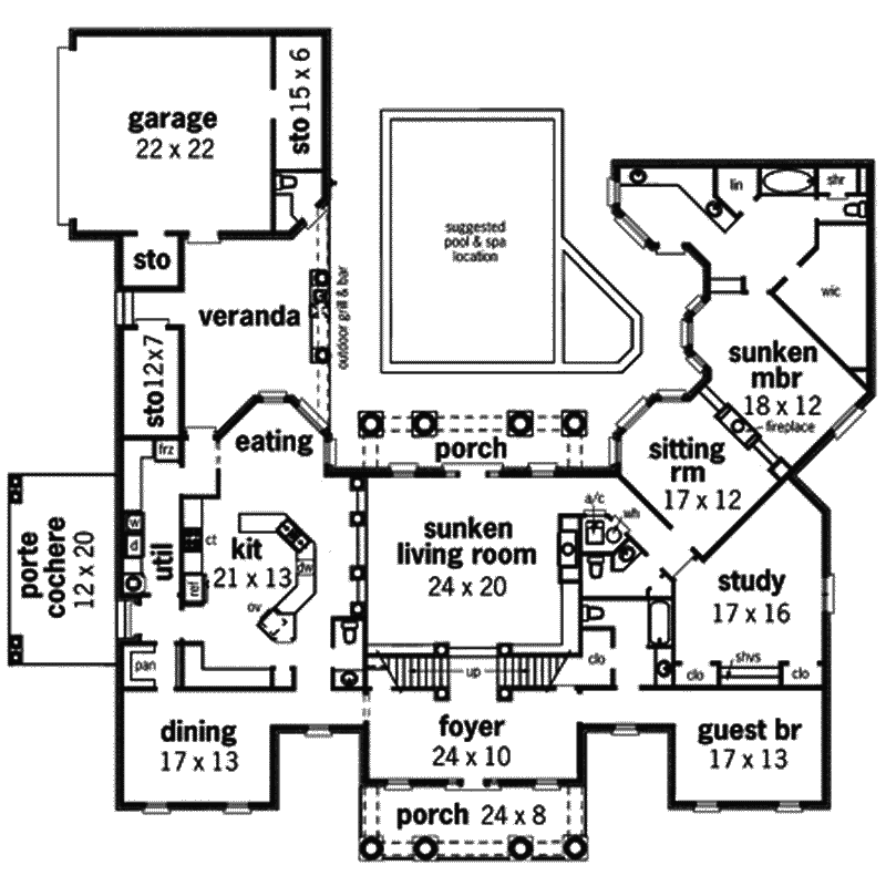 Colonial Home Plan First Floor 020S-0001