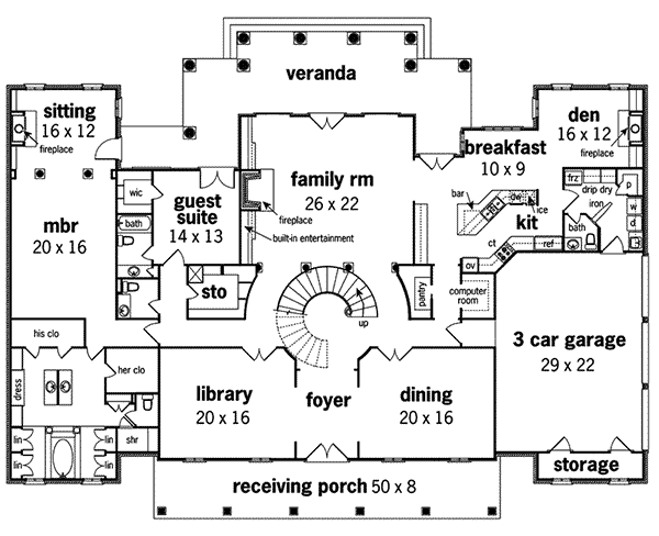 Traditional Home Plan First Floor 020S-0002