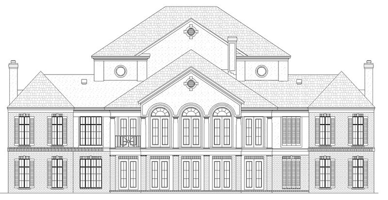Colonial House Plan Rear Elevation - Le Claire Georgian Home 020S-0002 - Shop House Plans and More