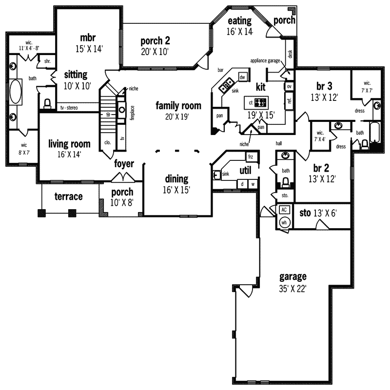 Traditional Home Plan First Floor 020S-0003