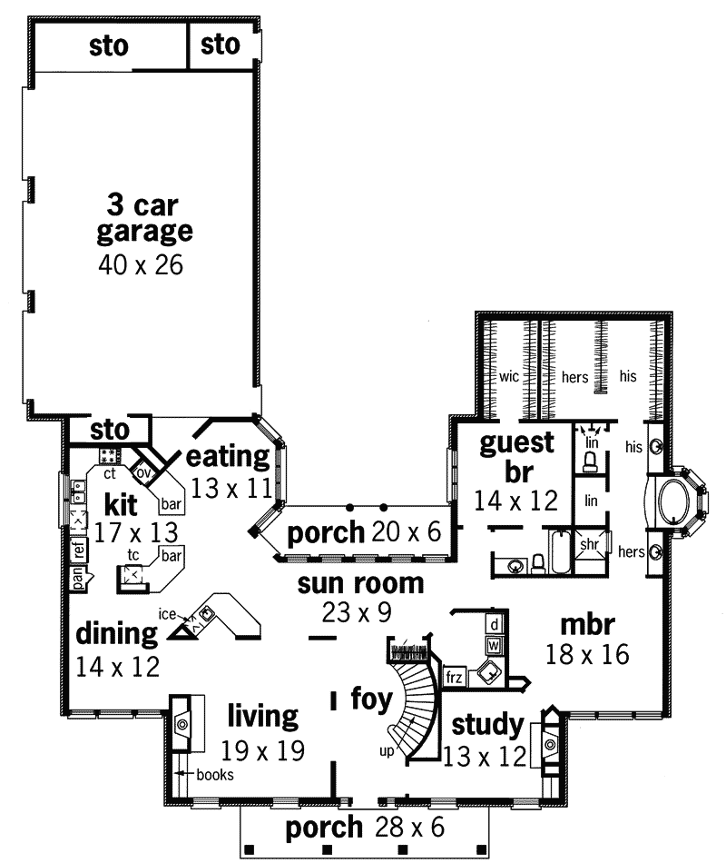 Southern Home Plan First Floor 020S-0010
