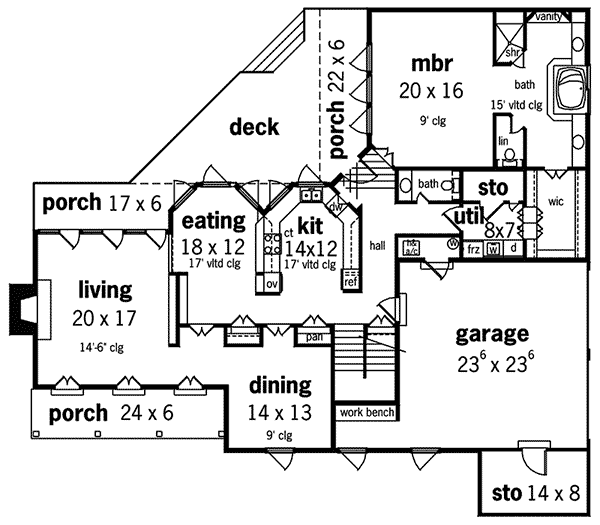 Colonial Home Plan First Floor 020S-0013