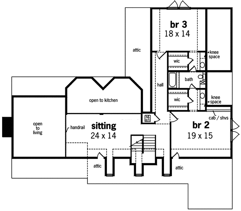 Southern Home Plan Second Floor 020S-0013