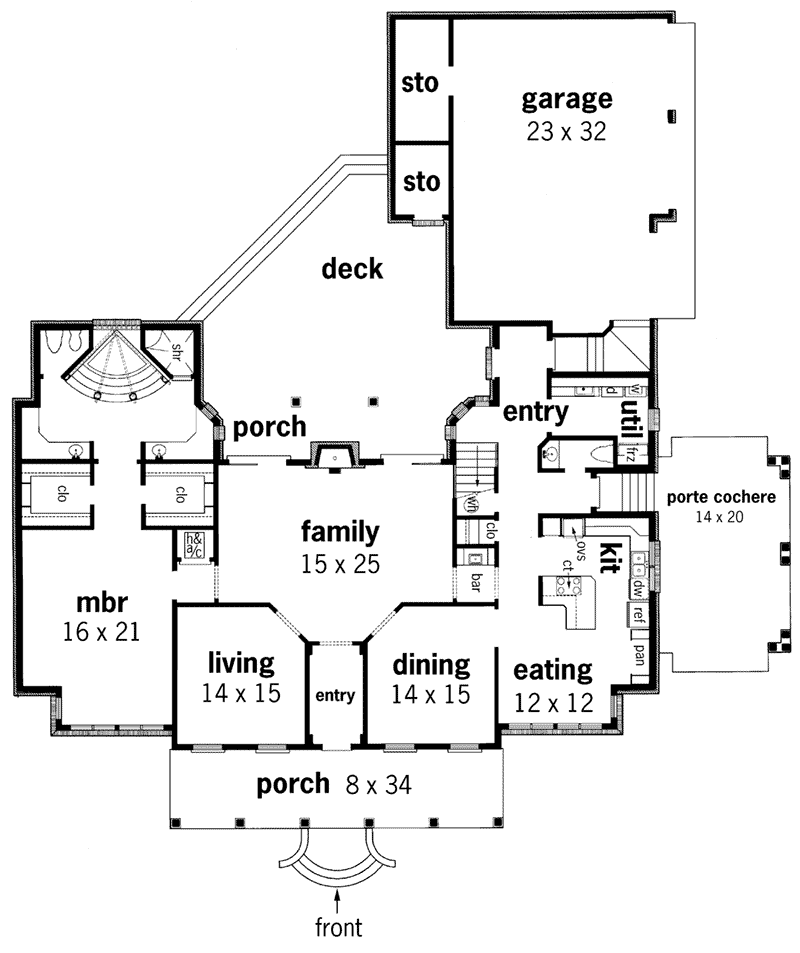 Craftsman Home Plan First Floor 020S-0014