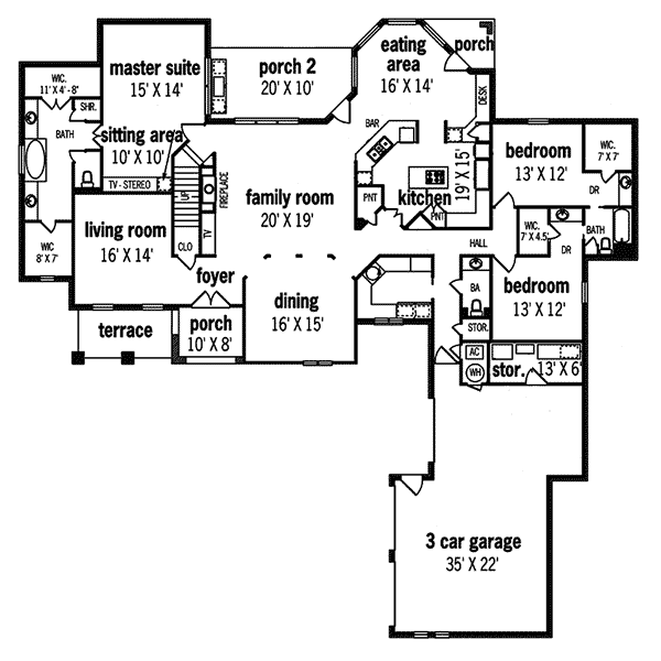 Traditional Home Plan First Floor 020S-0016