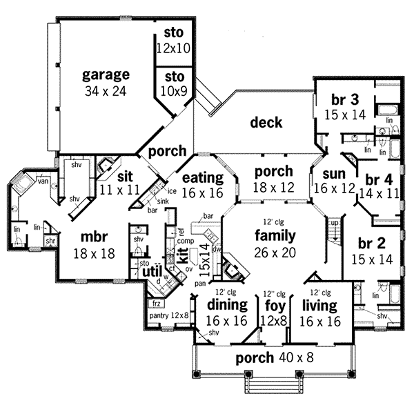 Bungalow Home Plan First Floor 020S-0017