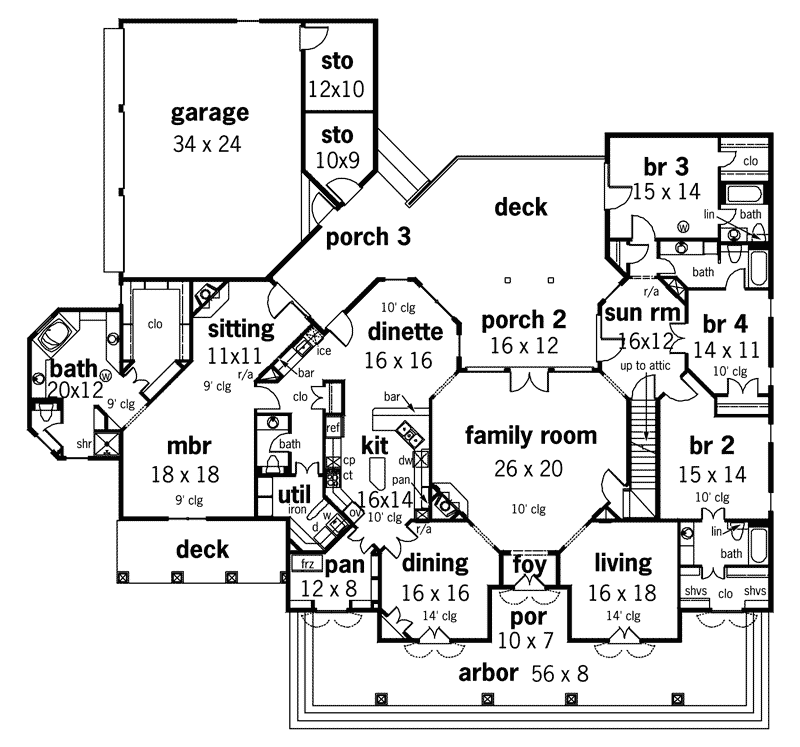Tudor House Plan First Floor - Navarro River Luxury Home 020S-0018 - Shop House Plans and More