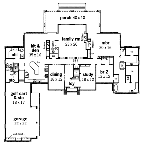 Colonial Home Plan First Floor 020S-0020