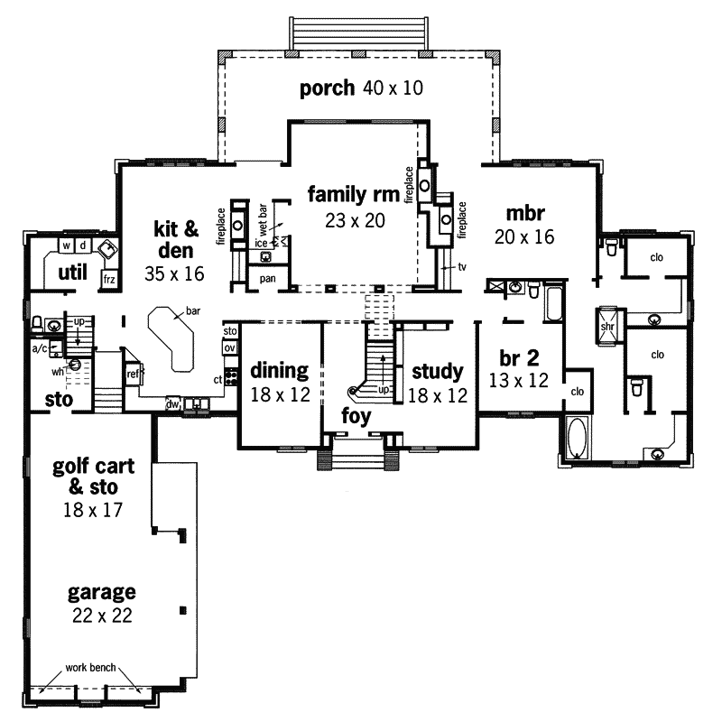 Southern Home Plan First Floor 020S-0020