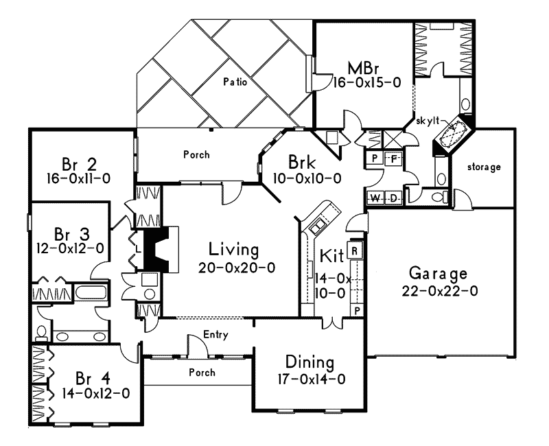Sunbelt Home Plan First Floor 021D-0001