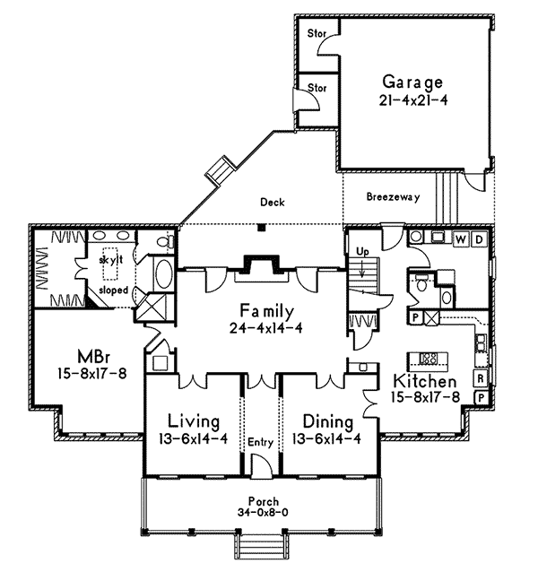 Southern Home Plan First Floor 021D-0003