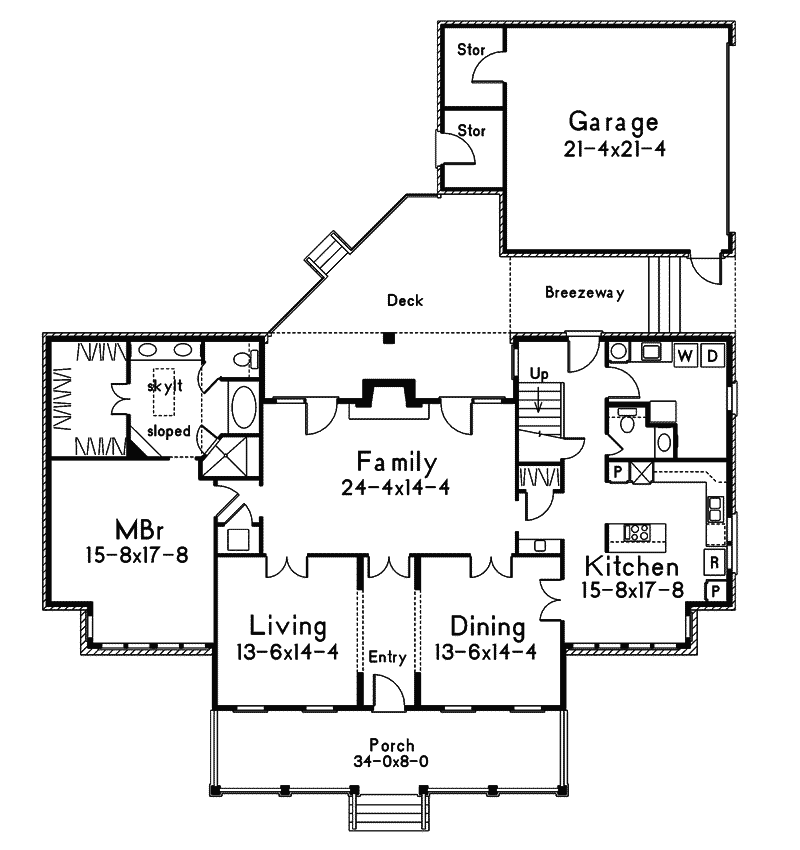 Country Home Plan First Floor 021D-0003