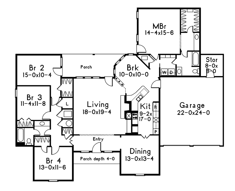 Traditional Home Plan First Floor 021D-0009