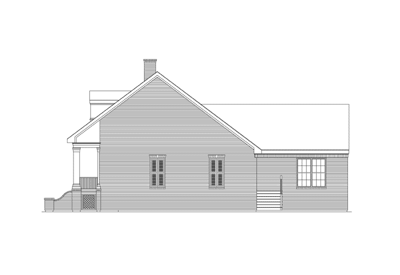 Cape Cod & New England House Plan Right Elevation - Princeton Southern Country Home 021D-0011 | House Plans and More