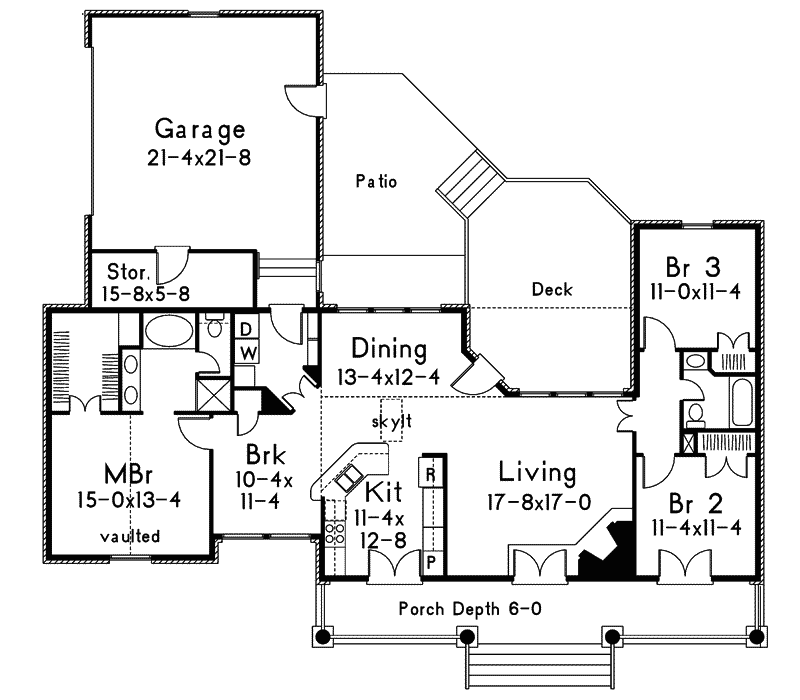 Country Home Plan First Floor 021D-0012