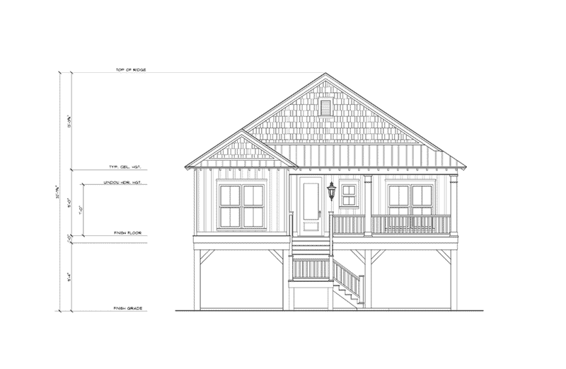 Waterfront House Plan Front Elevation - Clements Cove Lowcountry Home 024D-0813 | House Plans and More