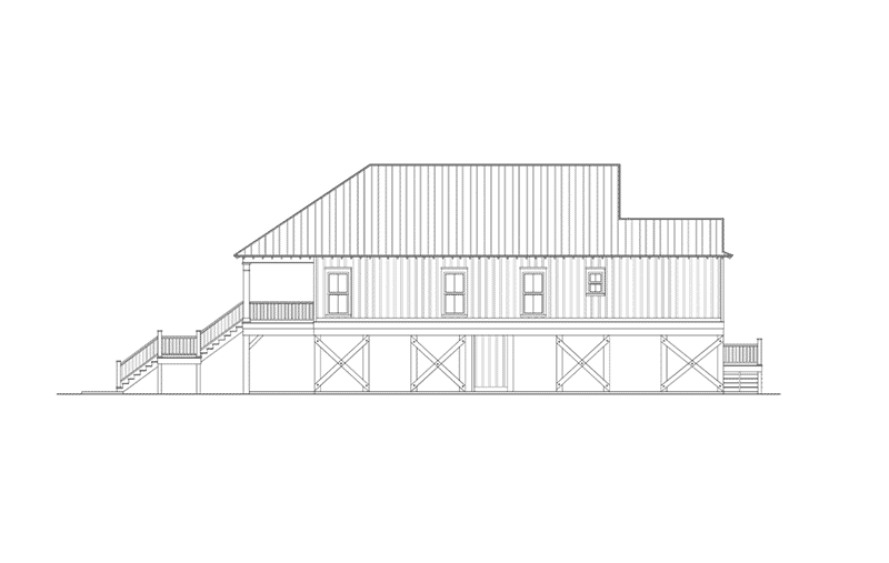 Waterfront House Plan Left Elevation - Clements Cove Lowcountry Home 024D-0813 | House Plans and More