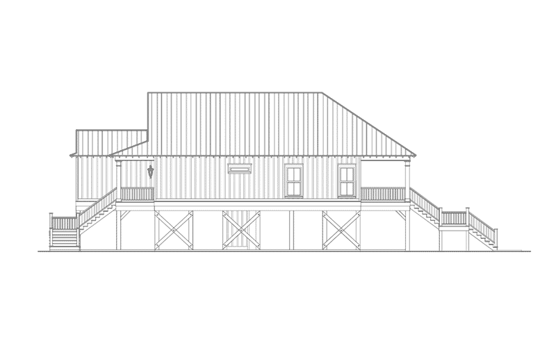 Waterfront House Plan Right Elevation - Clements Cove Lowcountry Home 024D-0813 | House Plans and More