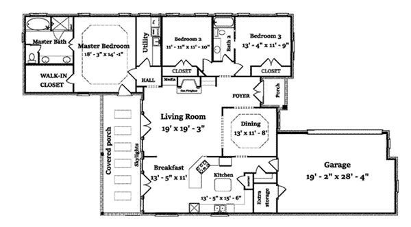 Ranch Home Plan First Floor 024D-0817