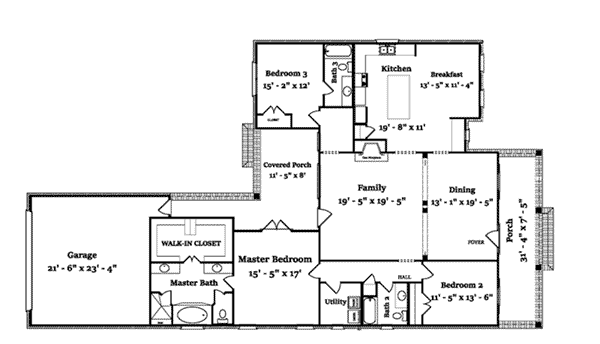 Cabin & Cottage Home Plan First Floor 024D-0818