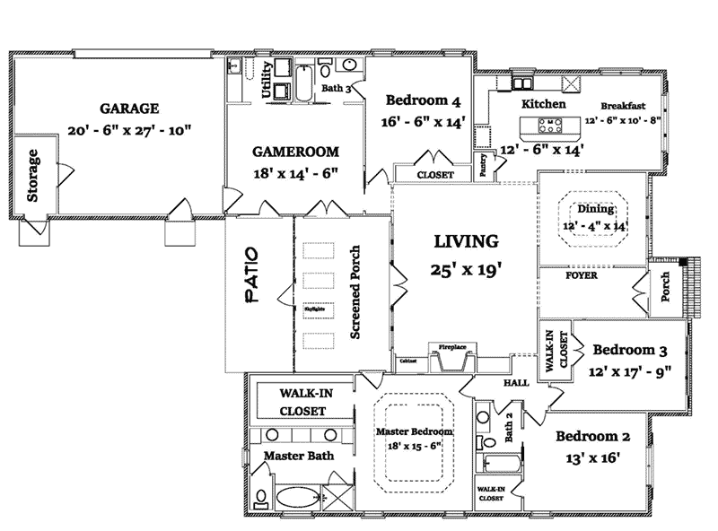 Cabin & Cottage Home Plan First Floor 024D-0823