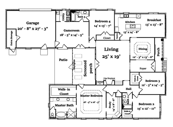 Southern Home Plan First Floor 024D-0825
