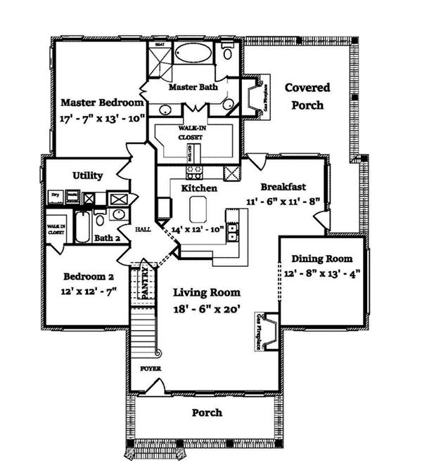 Country Home Plan First Floor 024D-0827
