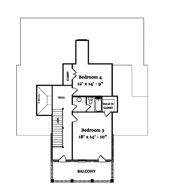 Southern Home Plan Second Floor 024D-0827