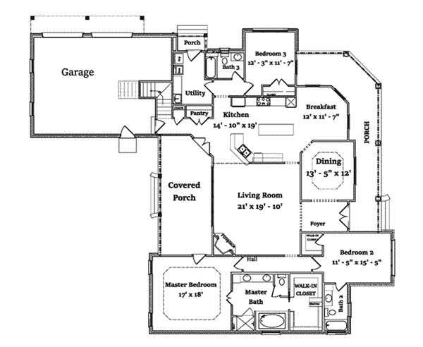 Country Home Plan First Floor 024D-0828
