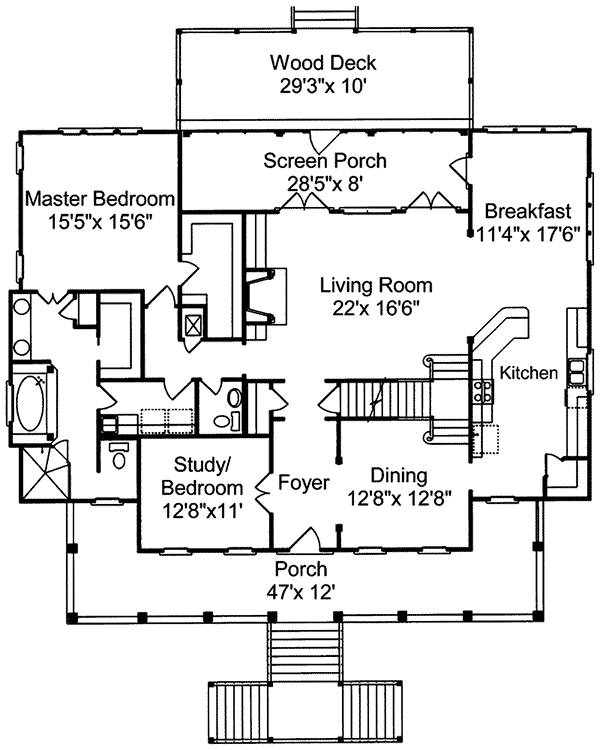 Sunbelt Home Plan First Floor 024S-0001