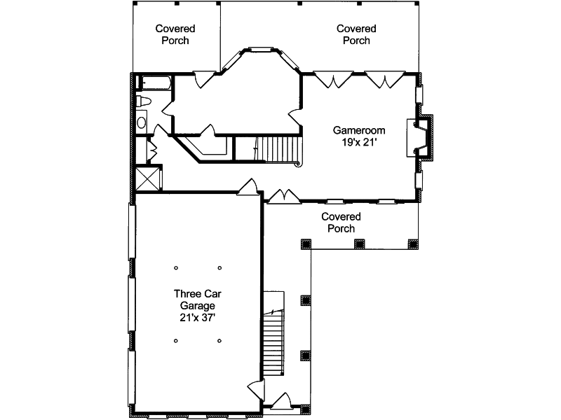 Waterfront House Plan Garage Floor Plan - Hermitage Manor Plantation Home 024S-0014 | House Plans and More