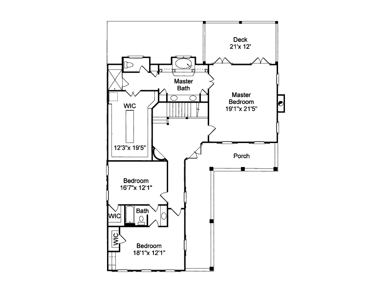 Waterfront Home Plan Second Floor 024S-0015