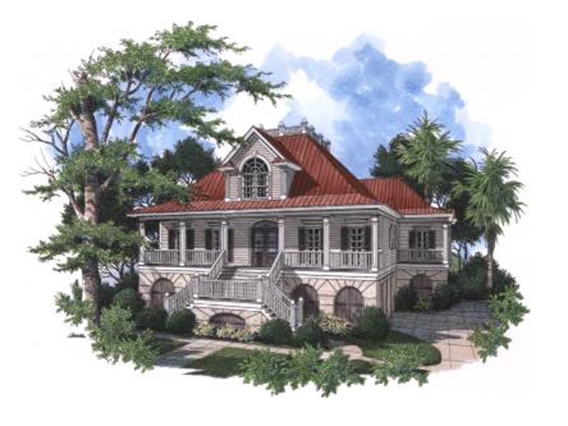 Raised Southern Home With Deep Covered Porch