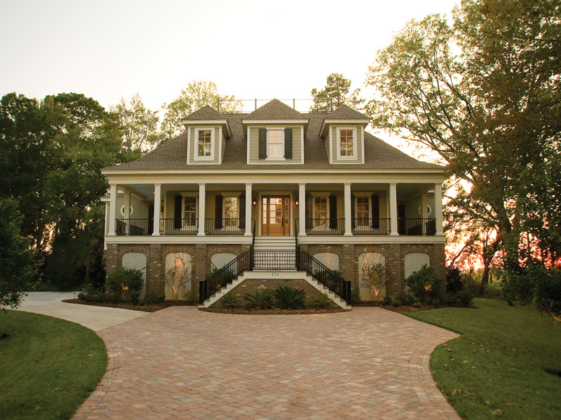 Raised Lowcountry Style Home With Covered Front Porch
