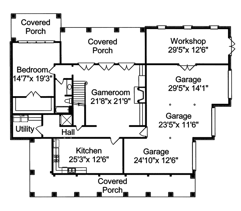 Southwestern Home Plan Lower Level 024S-0021