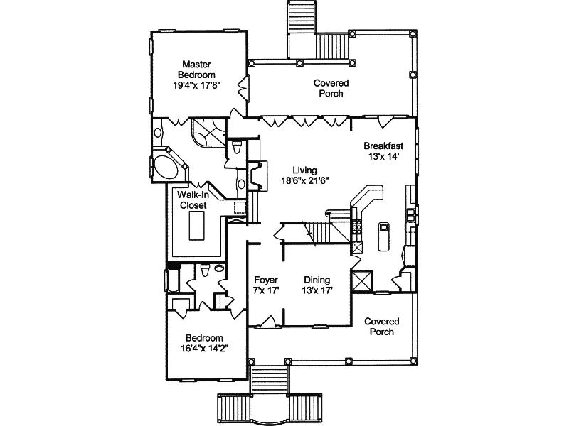 Southern Home Plan First Floor 024S-0022