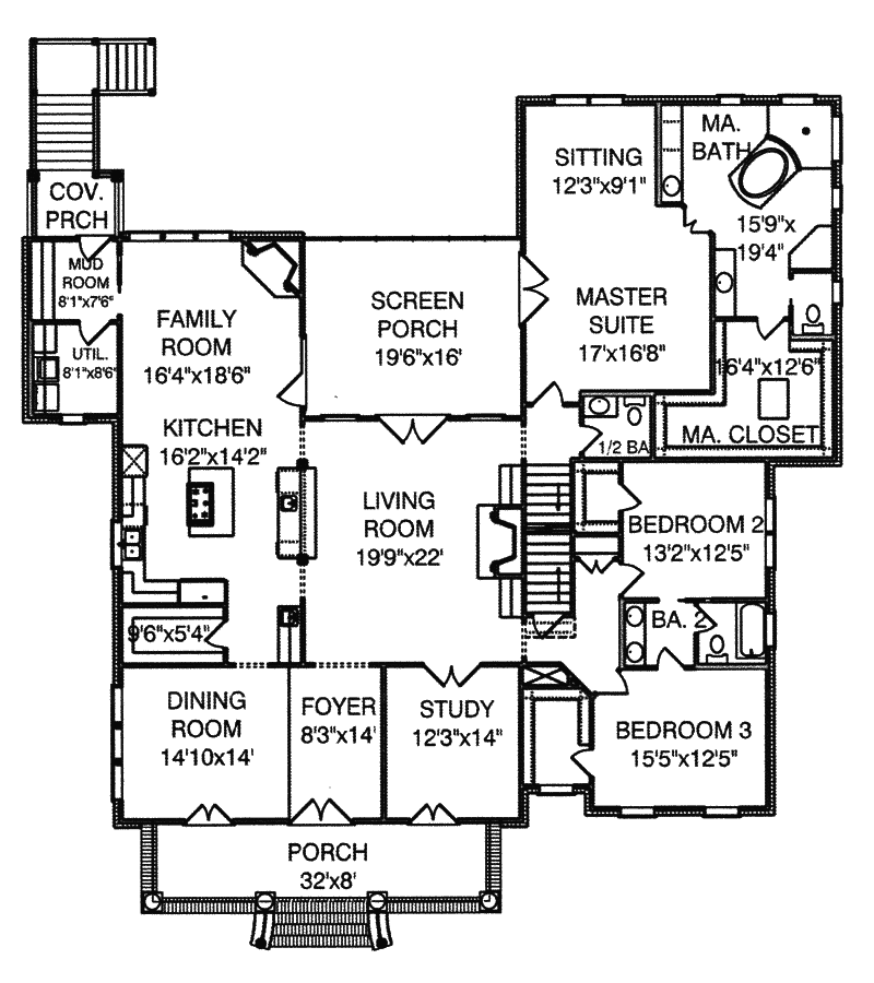 Traditional Home Plan First Floor 024S-0025