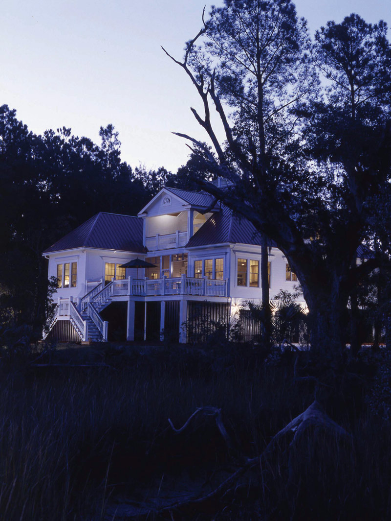 Waterfront House Plan Rear Night Photo - Highcroft Manor Luxury Home 024S-0037 - Search House Plans and More