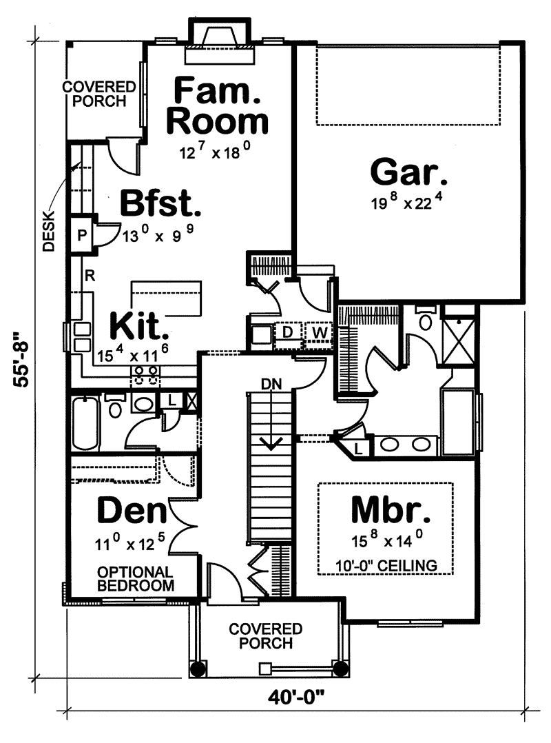 Ranch Home Plan First Floor 026D-0161
