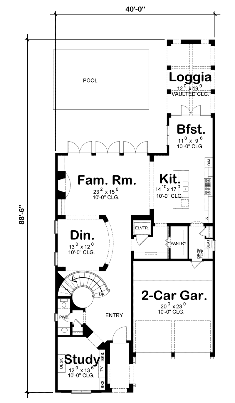 Country French Home Plan First Floor 026D-1853