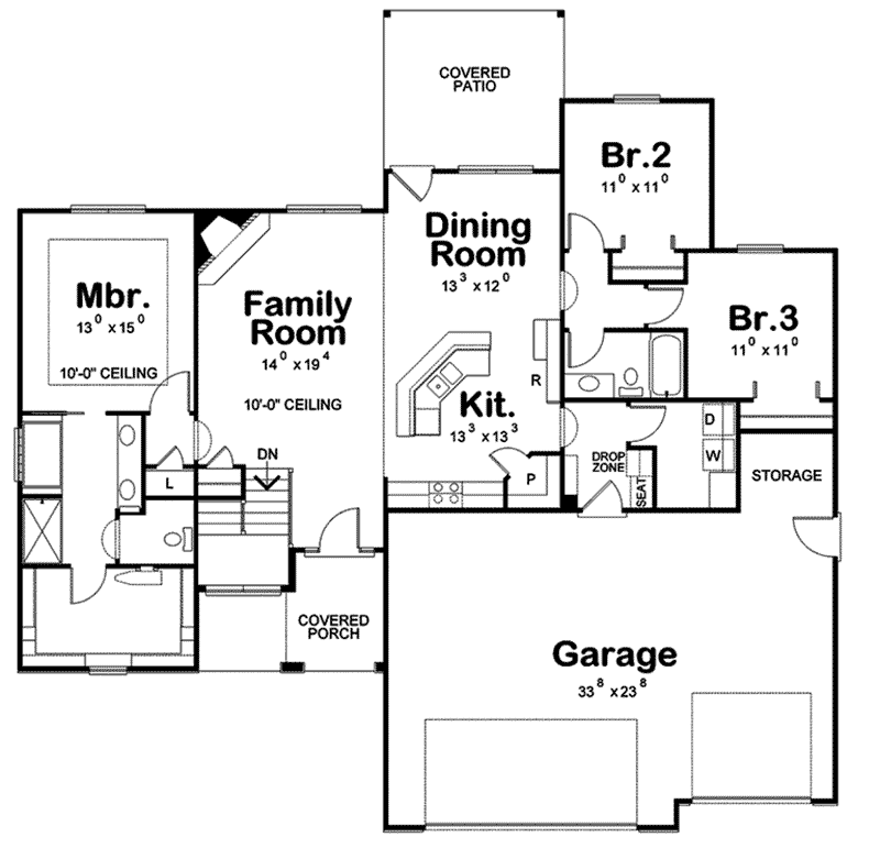 Rustic House Plan First Floor - Spencer Trail Prairie Home 026D-1862 - Shop House Plans and More
