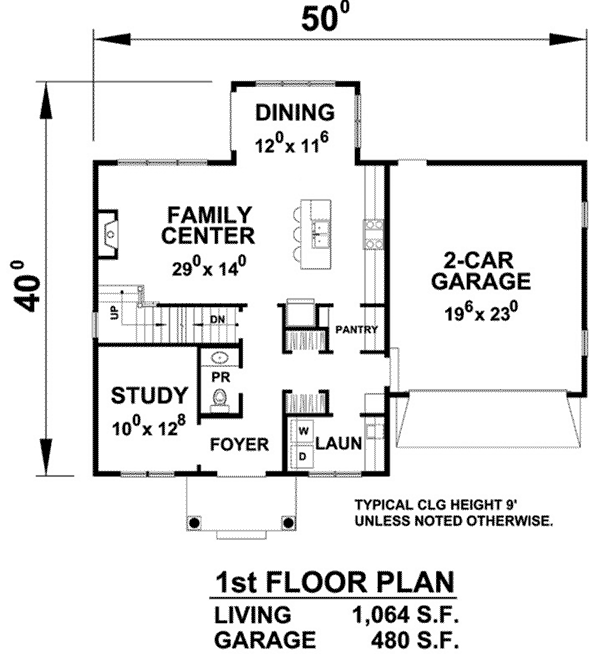 Colonial Home Plan First Floor 026D-1902