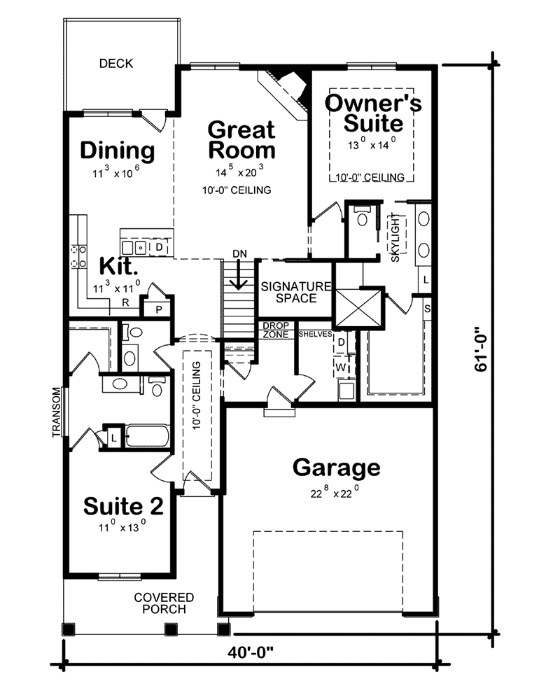 Ranch Home Plan First Floor 026D-1907