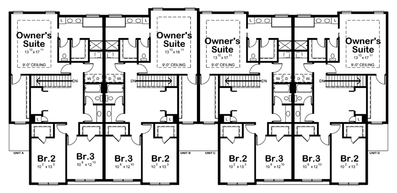 Multi-Family Home Plan Second Floor 026D-2026