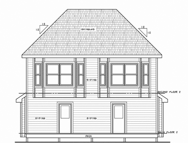 Multi-Family House Plan Rear Elevation - 026D-2087 - Shop House Plans and More
