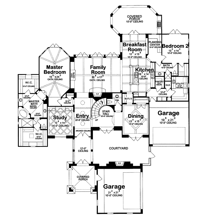 Traditional House Plan First Floor - Monardo Tudor Style Home 026S-0018 | House Plans and More